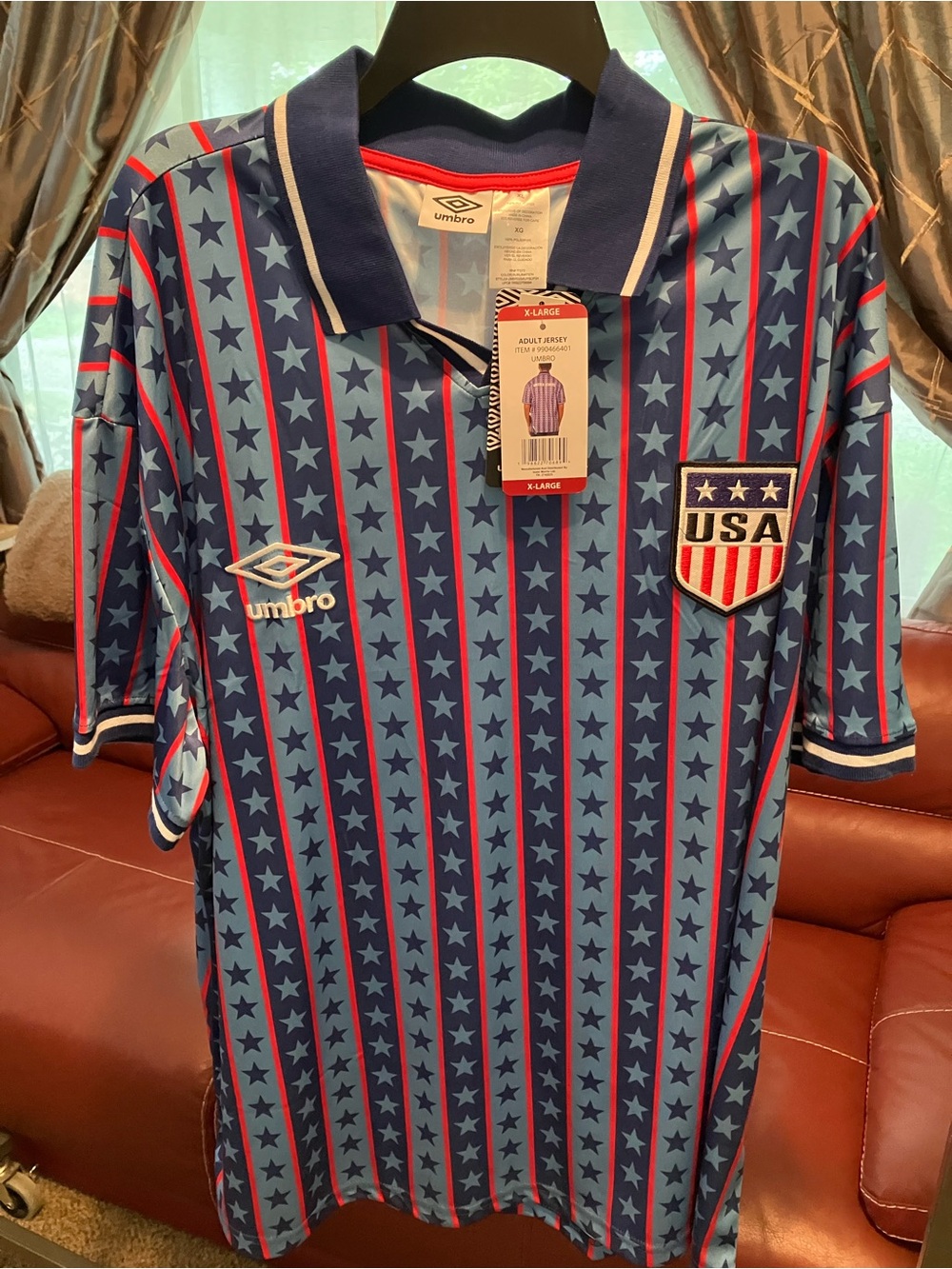 Umbro Blue and Navy USA Star-Stripe Soccer Jersey Adult